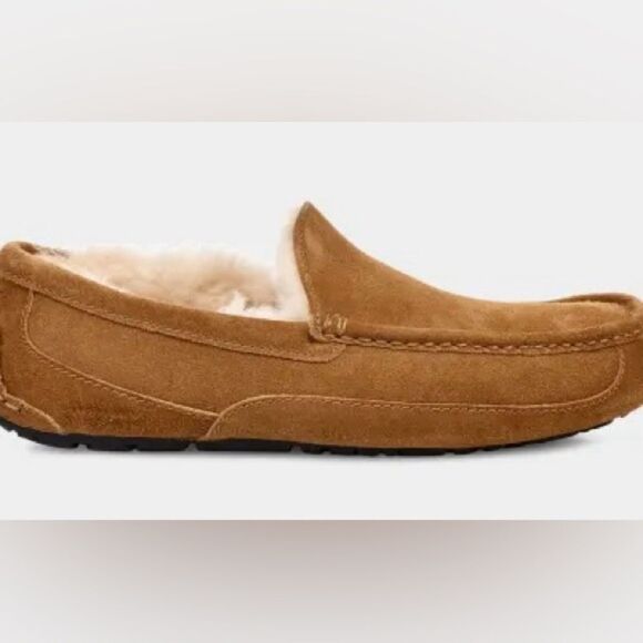 UGG Men's Ascot Chestnut Suede Leather Slippers Size 7 - Picture 1 of 15